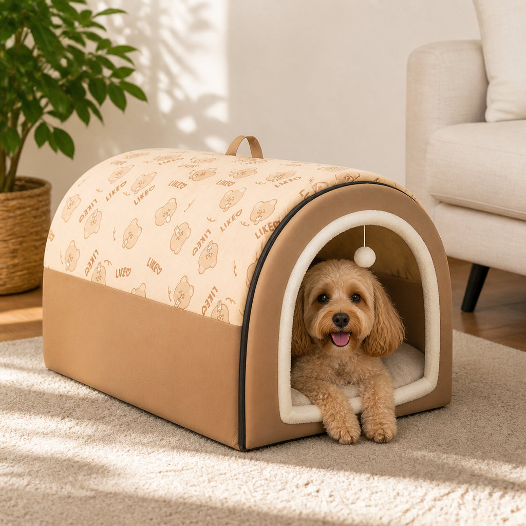 Petmarlow 2-In-1 Detachable Plush Fleece Pet House Bed