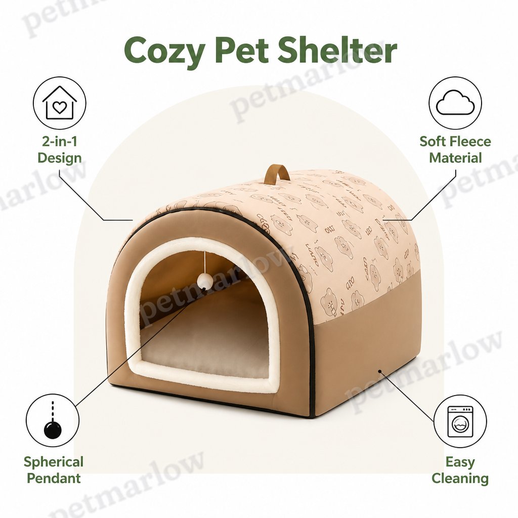 Petmarlow 2-In-1 Detachable Plush Fleece Pet House Bed – view 4