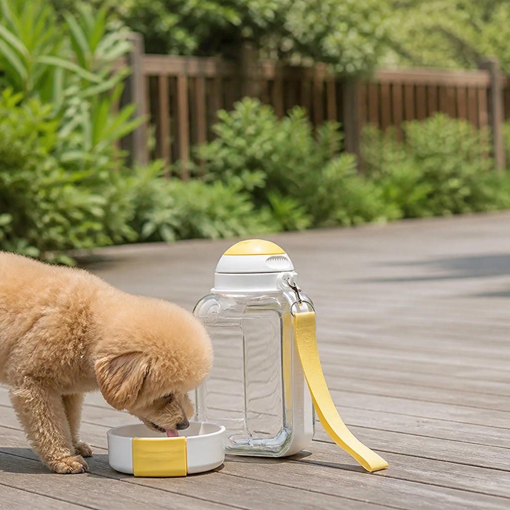 Petmarlow 2-In-1 Leak-Proof Dog Water Bottle – White - 34 fl oz