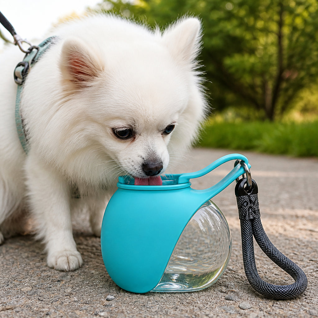 Petmarlow 2-in-1 Leak-Proof Dog Water Bottle (Foldable Silicone Bowl) – Blue