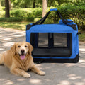 Petmarlow 3-Door Foldable Soft-Sided Travel Carrier (Removable Mat) – Blue / S - 19.7 × 13.8 × 13.8 in