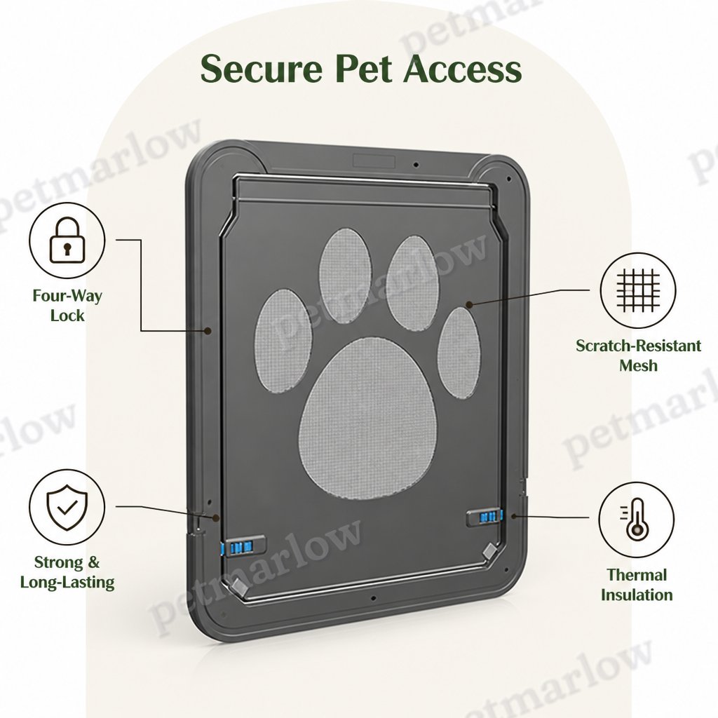 Petmarlow 4-Way Lockable & Insulated ABS Pet Door – view 3