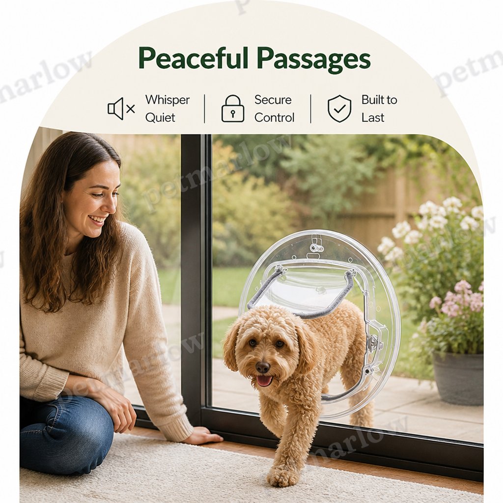 Petmarlow 4-Way Locking Noise-Reducing Pet Door (Glass Mount) – view 5