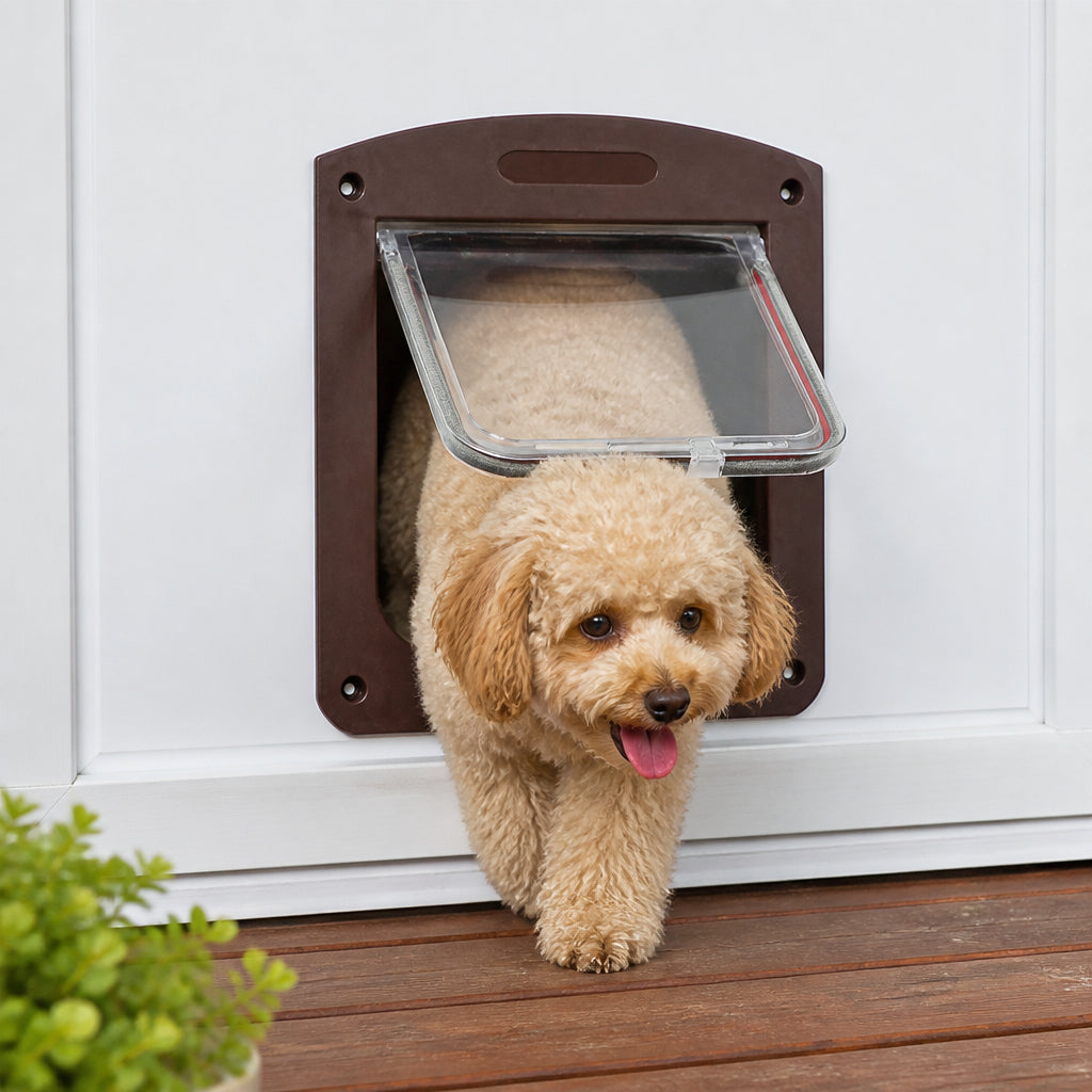 Petmarlow 4-Way Locking & Weatherproof Pet Door – Chocolate
