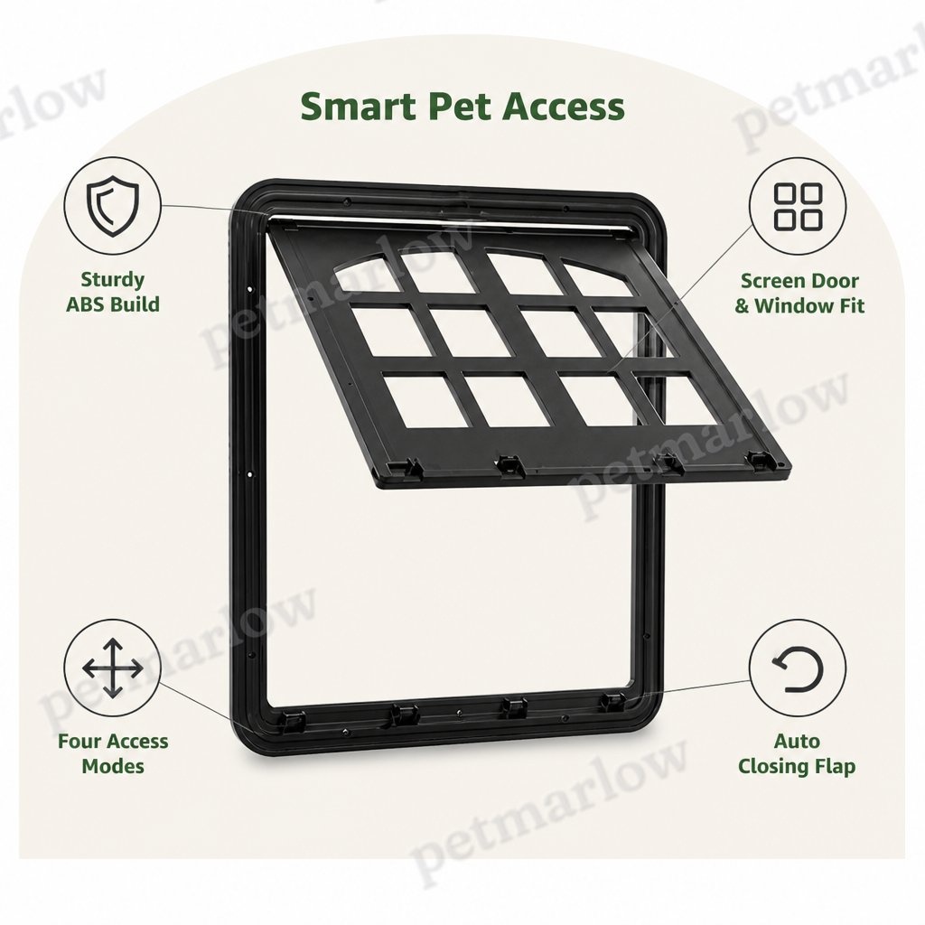 Petmarlow 4-Way Self-Closing Dog Screen Door (Fits Screen Doors & Windows) – view 4
