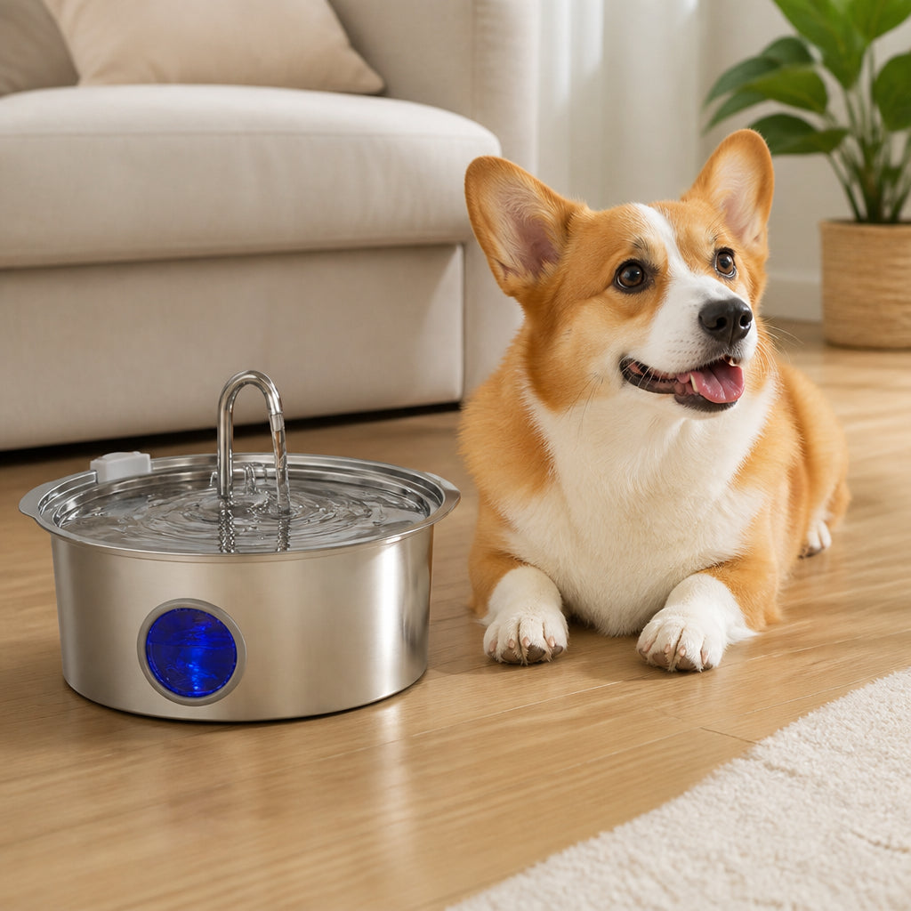 Petmarlow 7L Stainless Steel & Filtered Pet Water Fountain