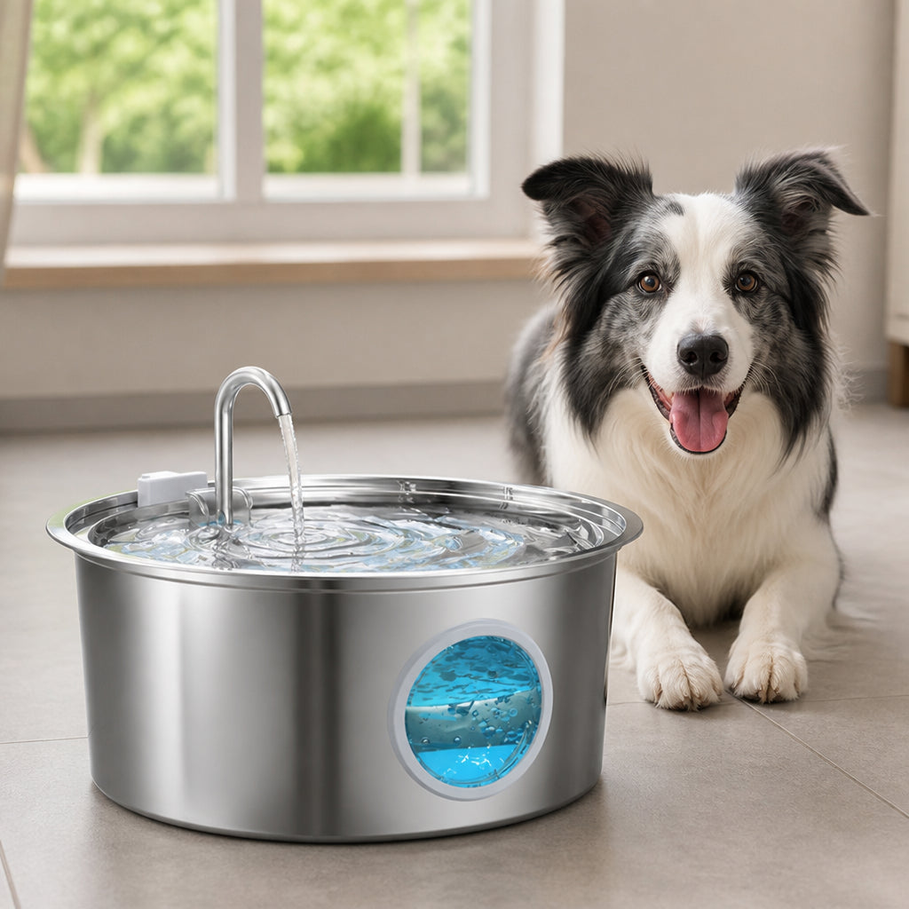 Petmarlow 7L Stainless Steel & Filtered Pet Water Fountain – 1.85 gallon Fountain