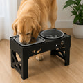 Petmarlow Adjustable 5-Height Foldable Elevated Pet Feeder – black