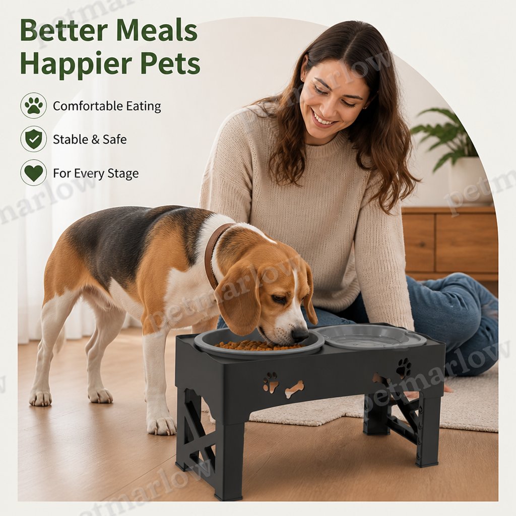 Petmarlow Adjustable 5-Height Foldable Elevated Pet Feeder – view 6