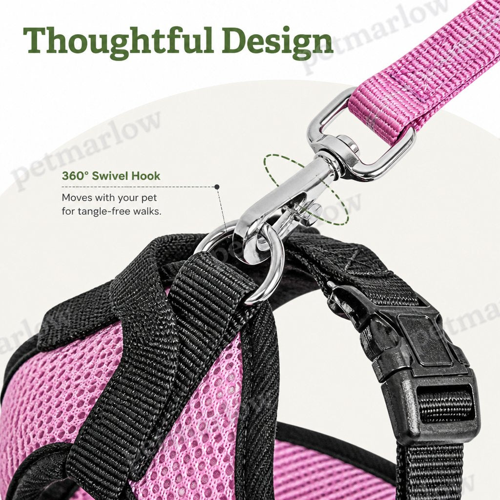Petmarlow Adjustable Breathable Mesh Dog Car Harness (Elastic Seatbelt Tether) – view 3