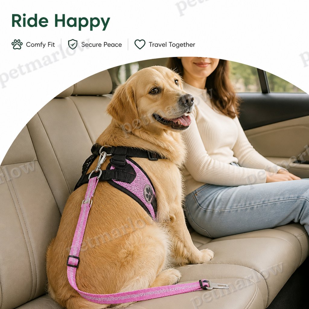 Petmarlow Adjustable Breathable Mesh Dog Car Harness (Elastic Seatbelt Tether) – view 5