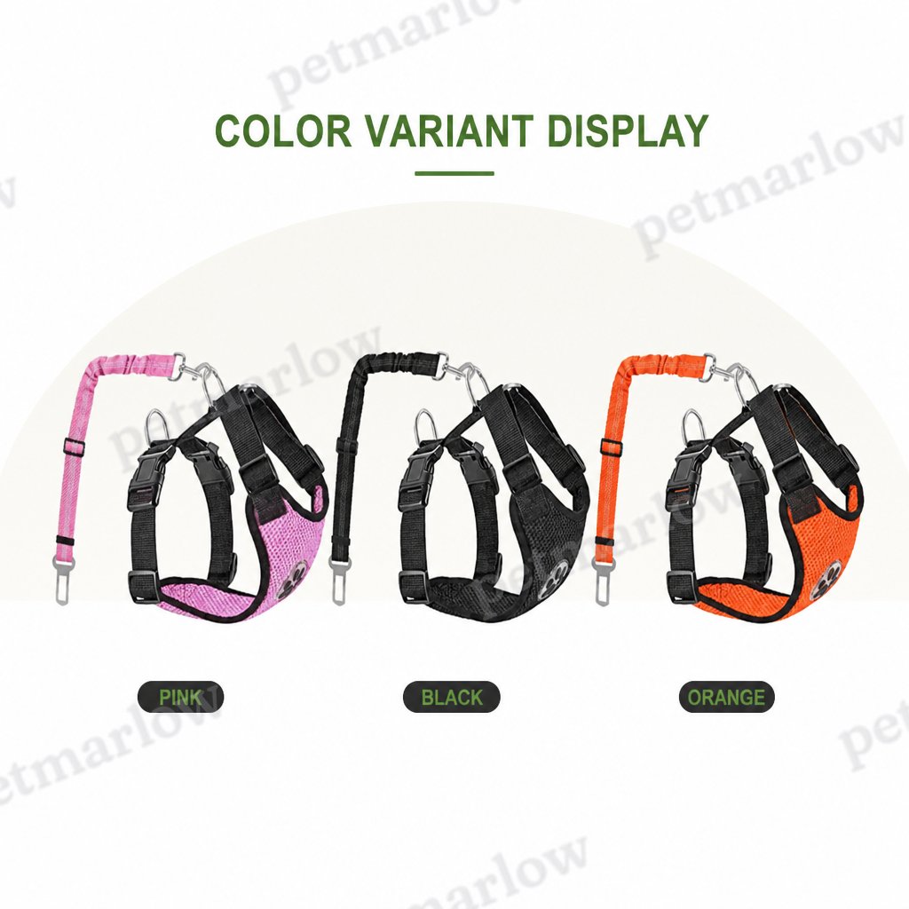 Petmarlow Adjustable Breathable Mesh Dog Car Harness (Elastic Seatbelt Tether) – view 6