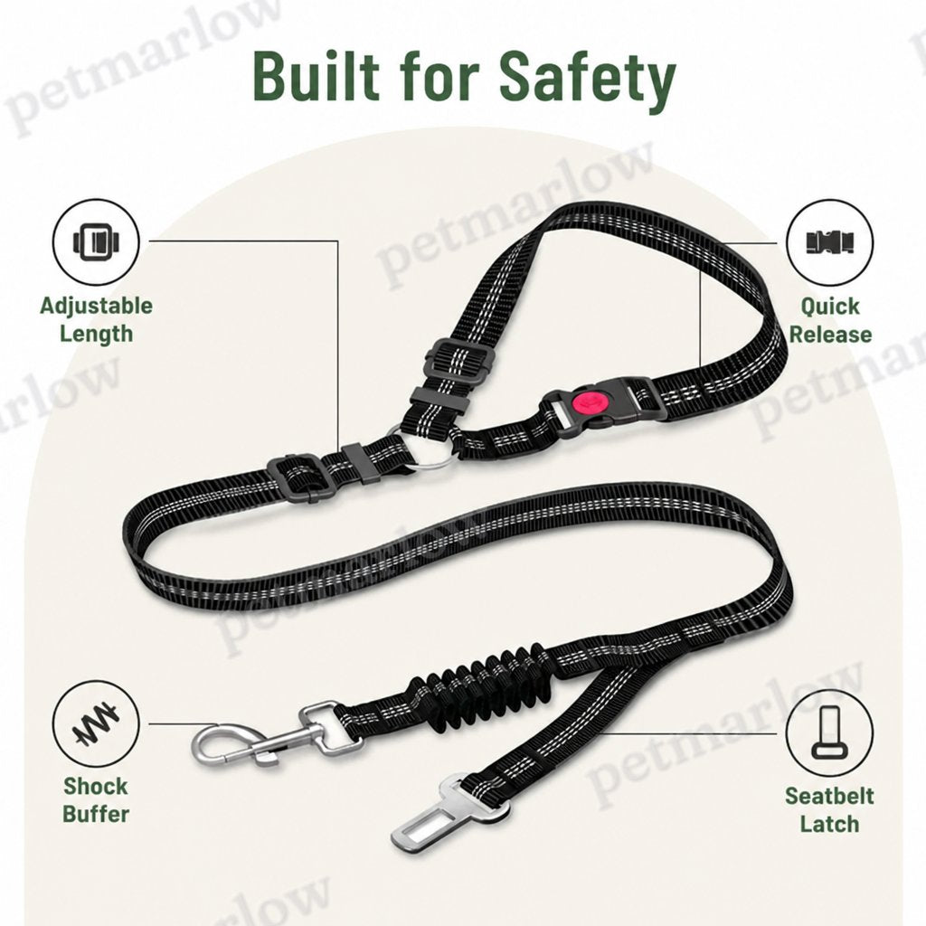 Petmarlow Adjustable Elastic Bungee Dog Seat Belt – view 5