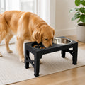 Petmarlow Adjustable Elevated Double Stainless Steel Bowl Feeder – Slow food bowls / 16.9 in (length) × 9.1 in (width)