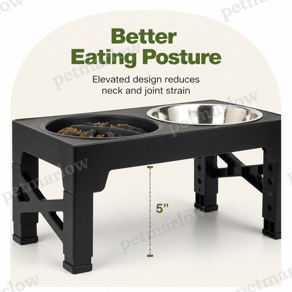 Petmarlow Adjustable Elevated Double Stainless Steel Bowl Feeder – view 5