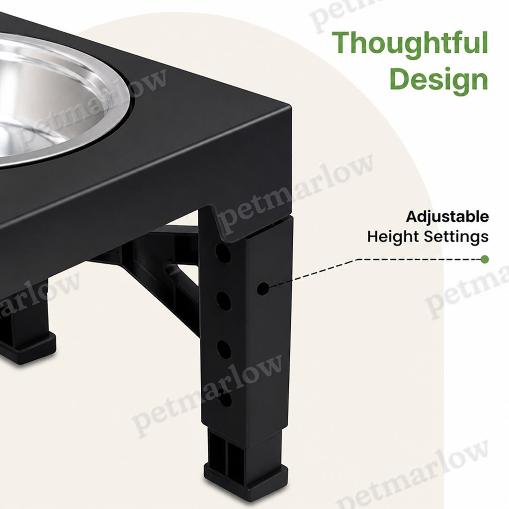 Petmarlow Adjustable Elevated Double Stainless Steel Bowl Feeder – view 6