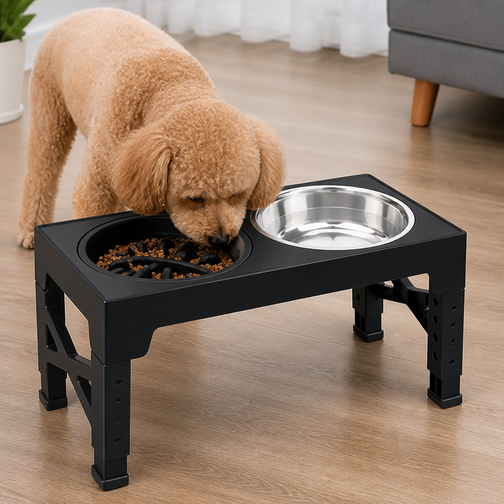 Petmarlow Adjustable Height Dog Feeder (Double Stainless Bowls)