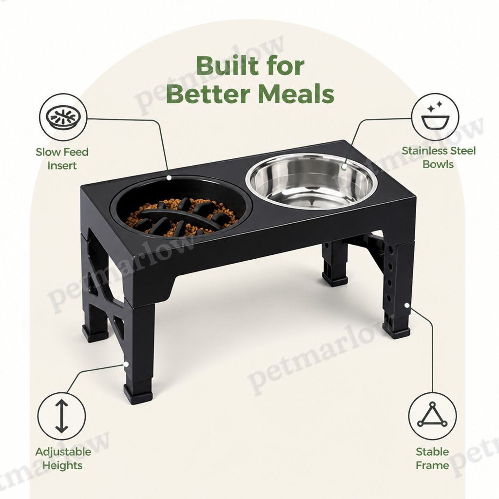 Petmarlow Adjustable Height Dog Feeder (Double Stainless Bowls) – view 4
