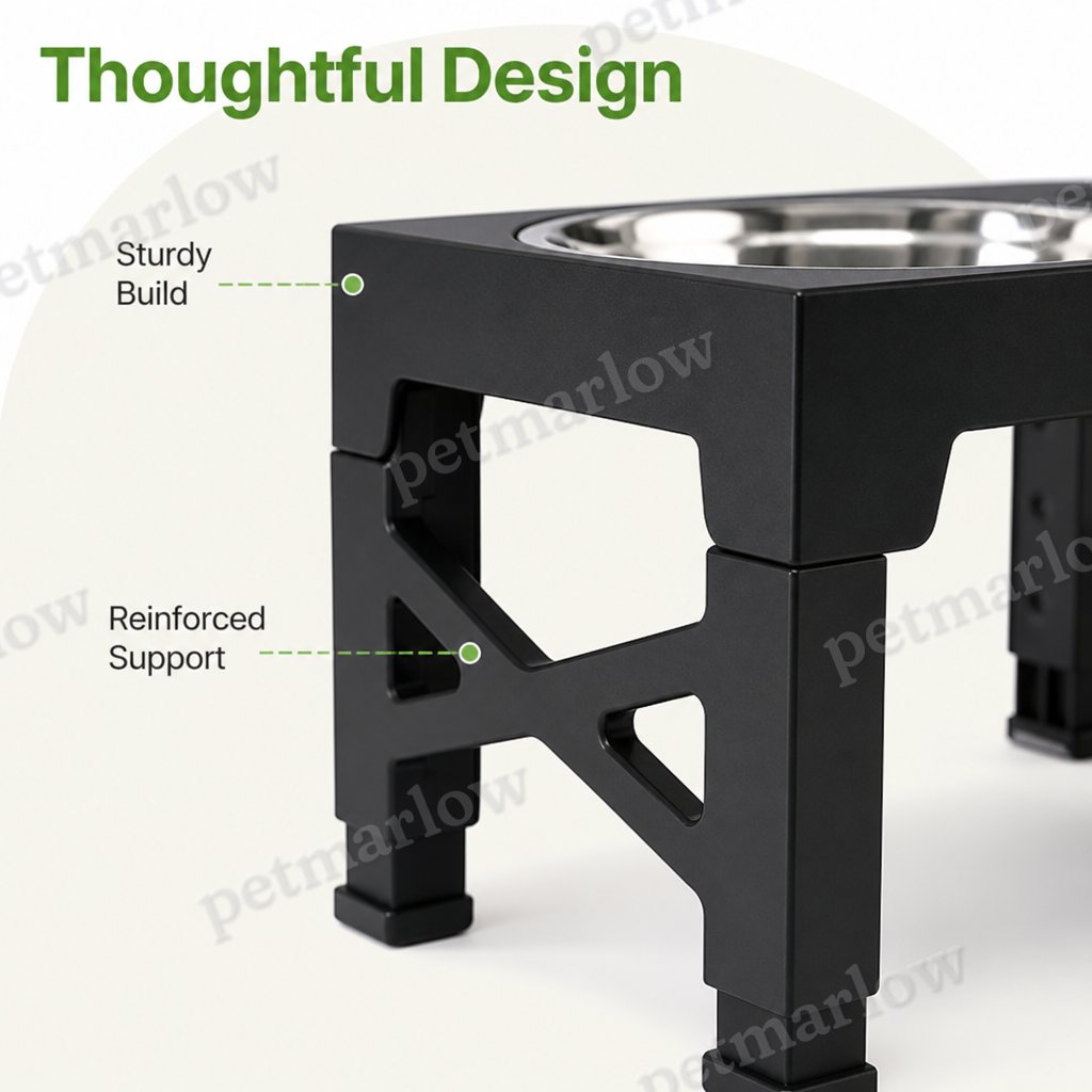 Petmarlow Adjustable Height Dog Feeder (Double Stainless Bowls) – view 6