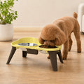 Petmarlow Adjustable Height & Non-Slip Elevated Pet Feeder (Stainless Steel Bowls) – Yellow-M