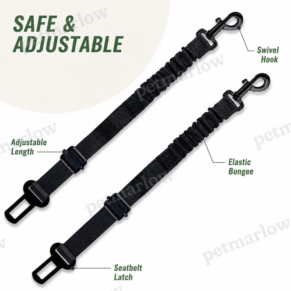 Petmarlow Adjustable Shock-Absorbing Dog Car Seat Belt – view 2