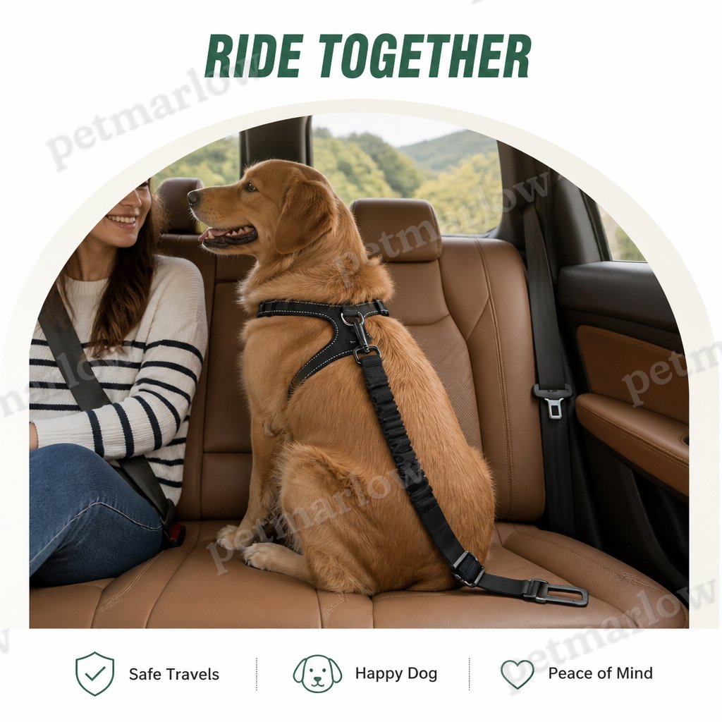 Petmarlow Adjustable Shock-Absorbing Dog Car Seat Belt – view 5