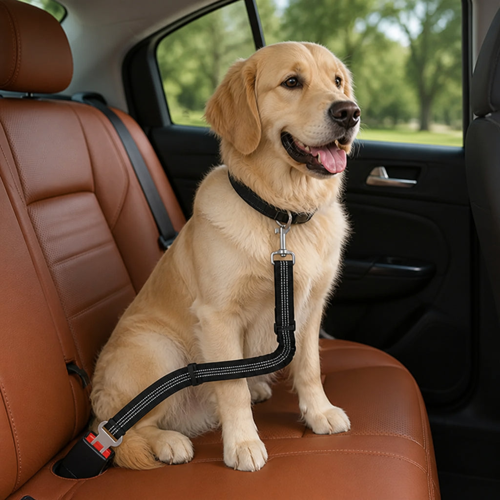 Petmarlow Adjustable Shock-Absorbing & Reflective Dog Car Safety Belt