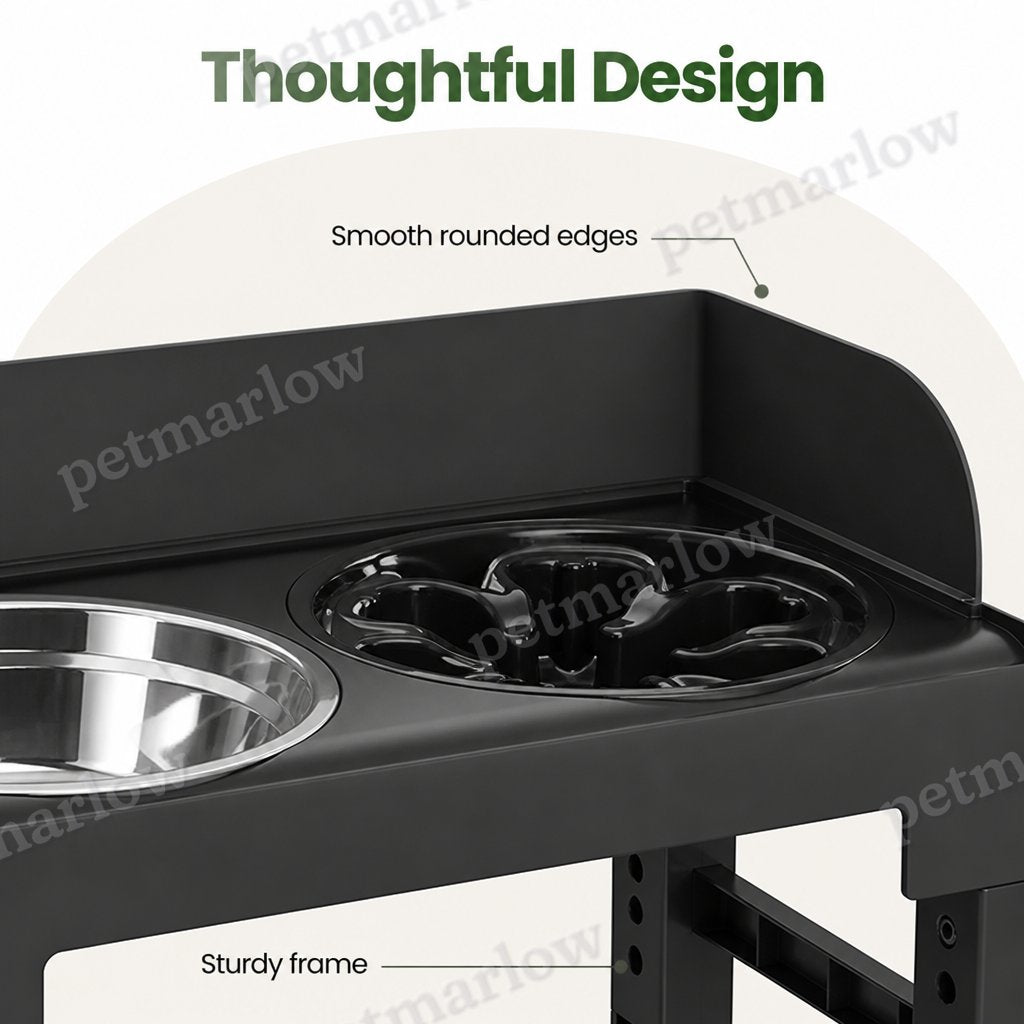 Petmarlow Adjustable & Tilting Raised Dog Feeder (Stainless Steel Bowls) – view 5