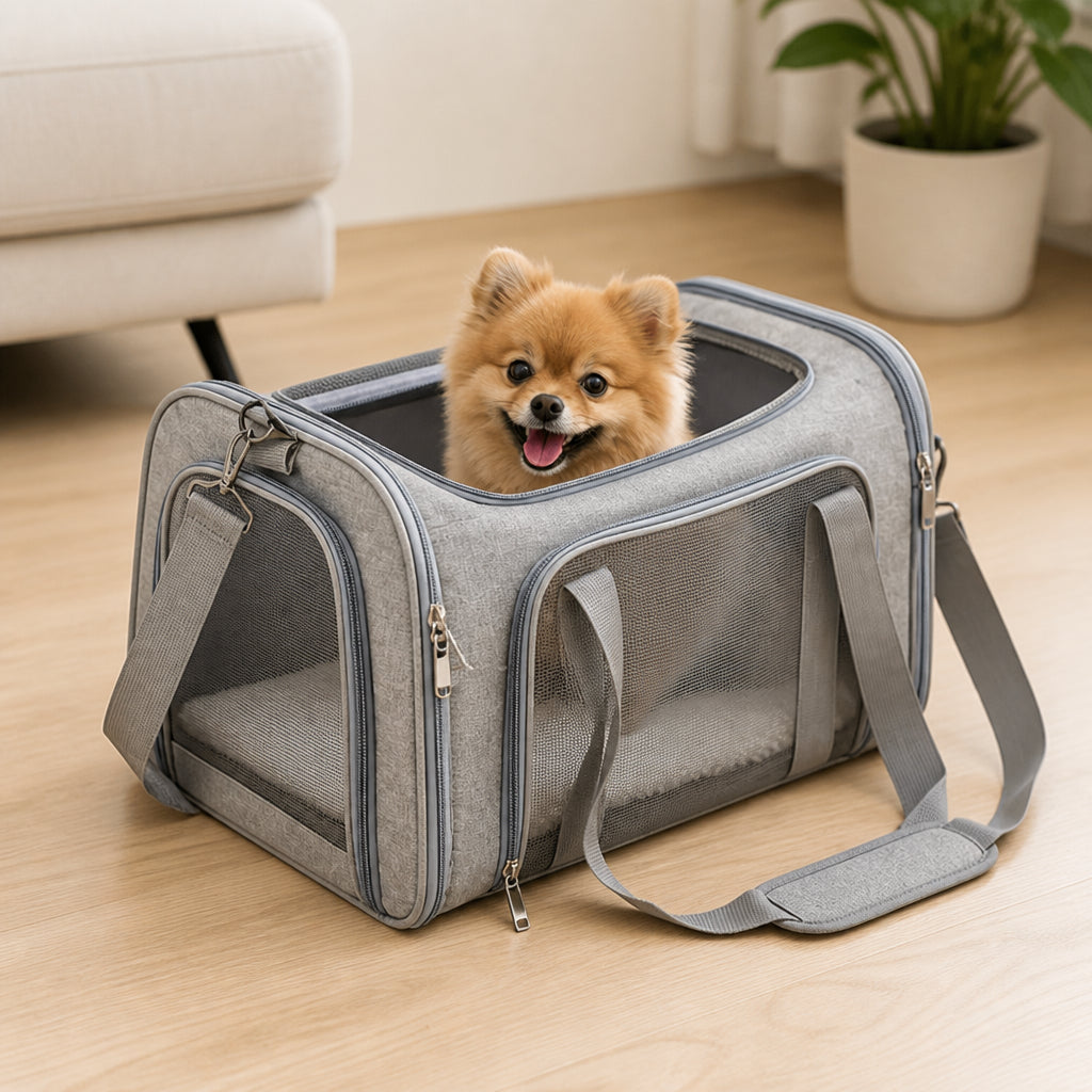 Petmarlow Airline-Approved Waterproof & Breathable Mesh Pet Carrier (Removable Fleece Pad)