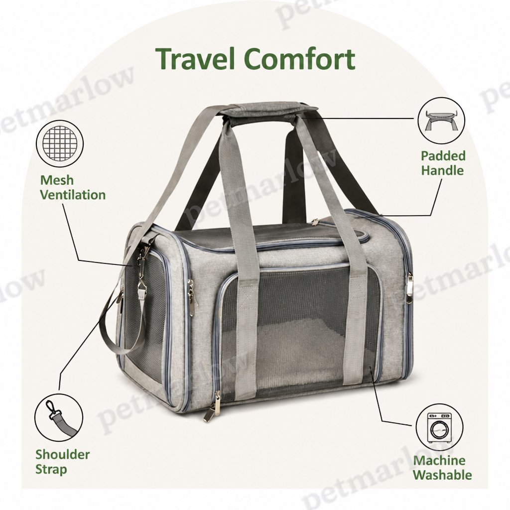 Petmarlow Airline-Approved Waterproof & Breathable Mesh Pet Carrier (Removable Fleece Pad) – view 4