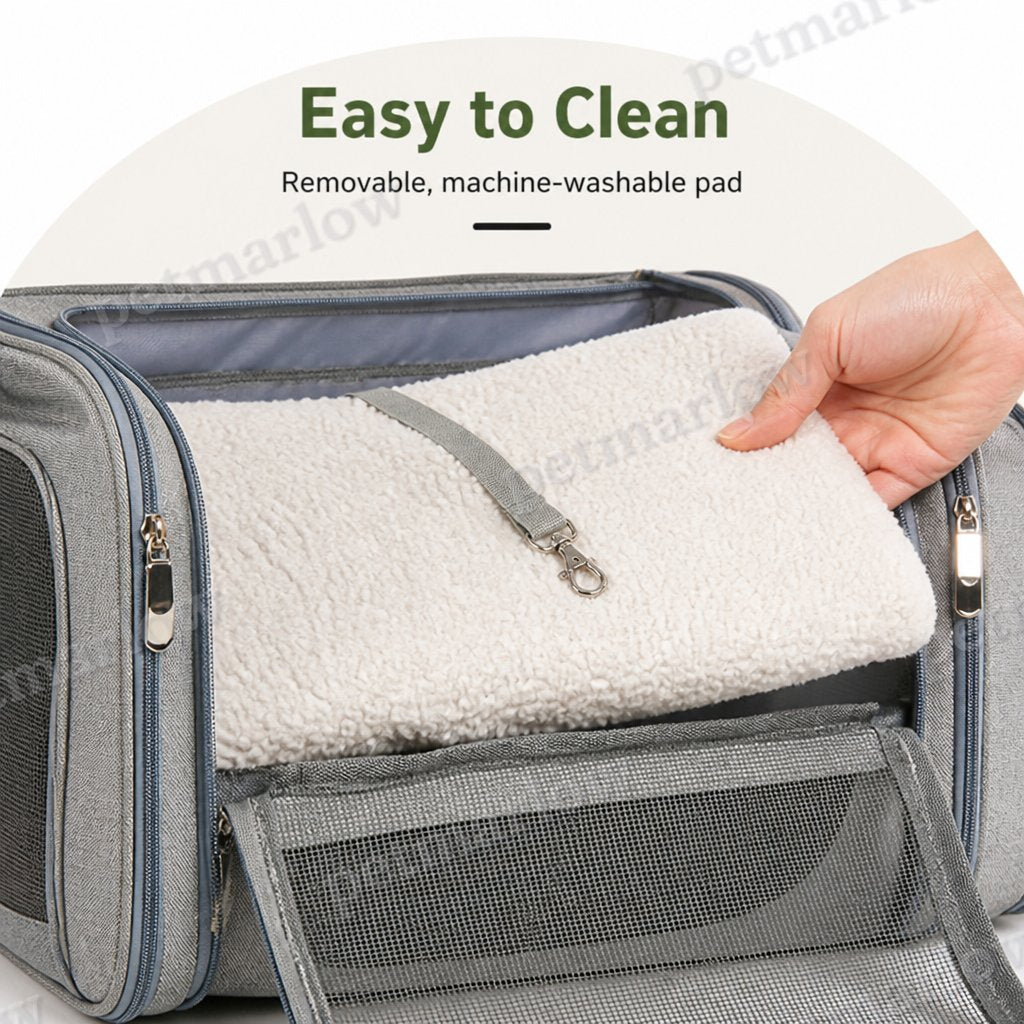 Petmarlow Airline-Approved Waterproof & Breathable Mesh Pet Carrier (Removable Fleece Pad) – view 5