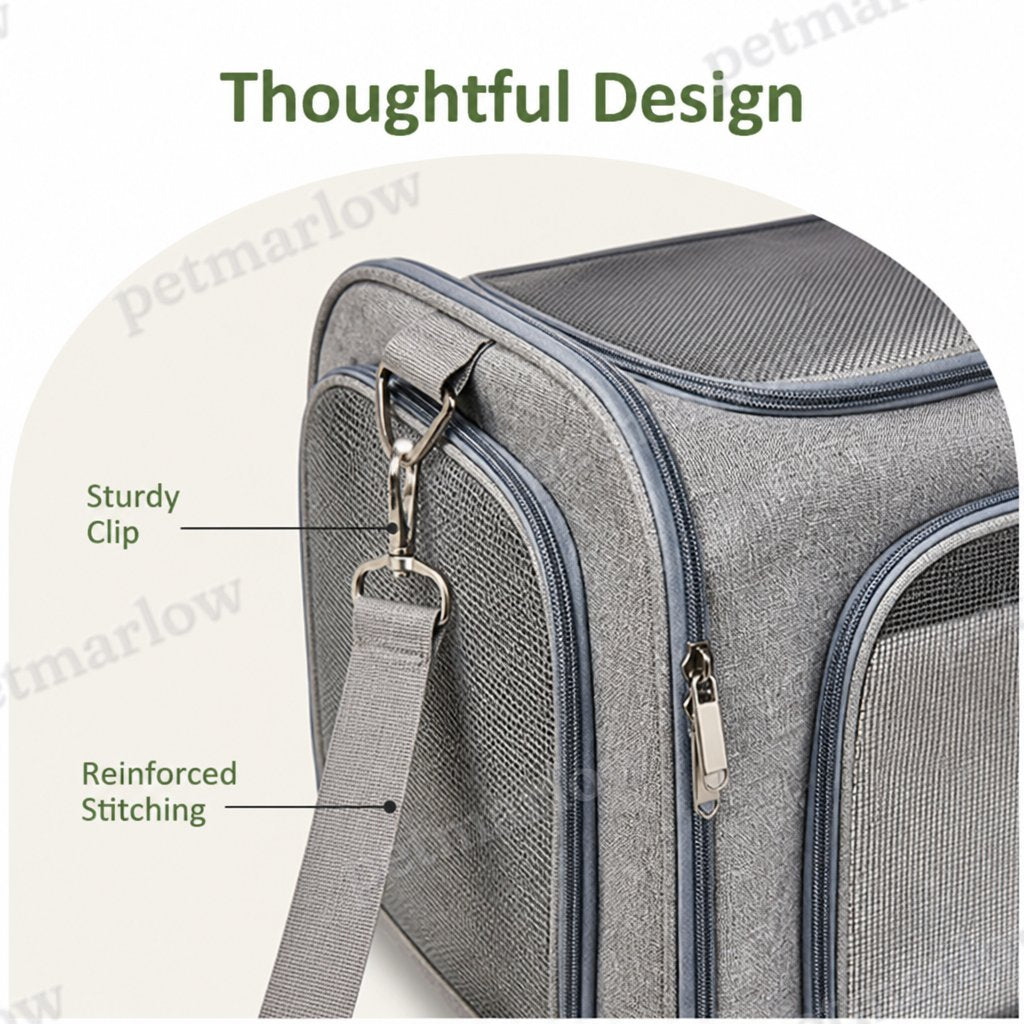 Petmarlow Airline-Approved Waterproof & Breathable Mesh Pet Carrier (Removable Fleece Pad) – view 6