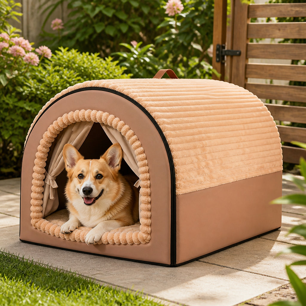 Petmarlow All-Season Foldable Washable Dog Cave Bed (Non-Slip Base)