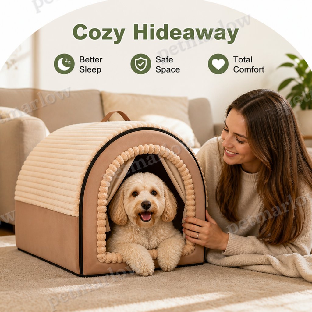 Petmarlow All-Season Foldable Washable Dog Cave Bed (Non-Slip Base) – view 6