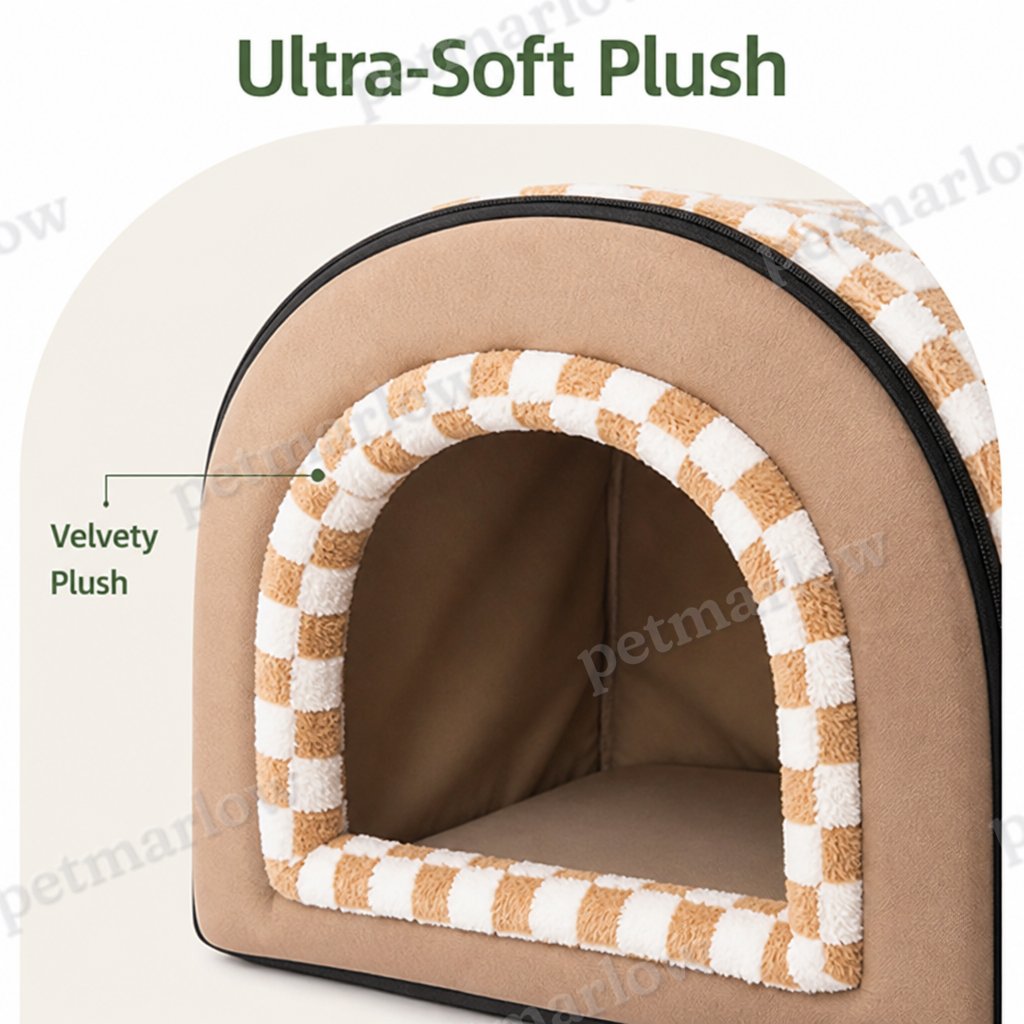 DogBedHouse All-Season Plush Enclosed Cat Bed (Removable & Washable Cover) – view 5