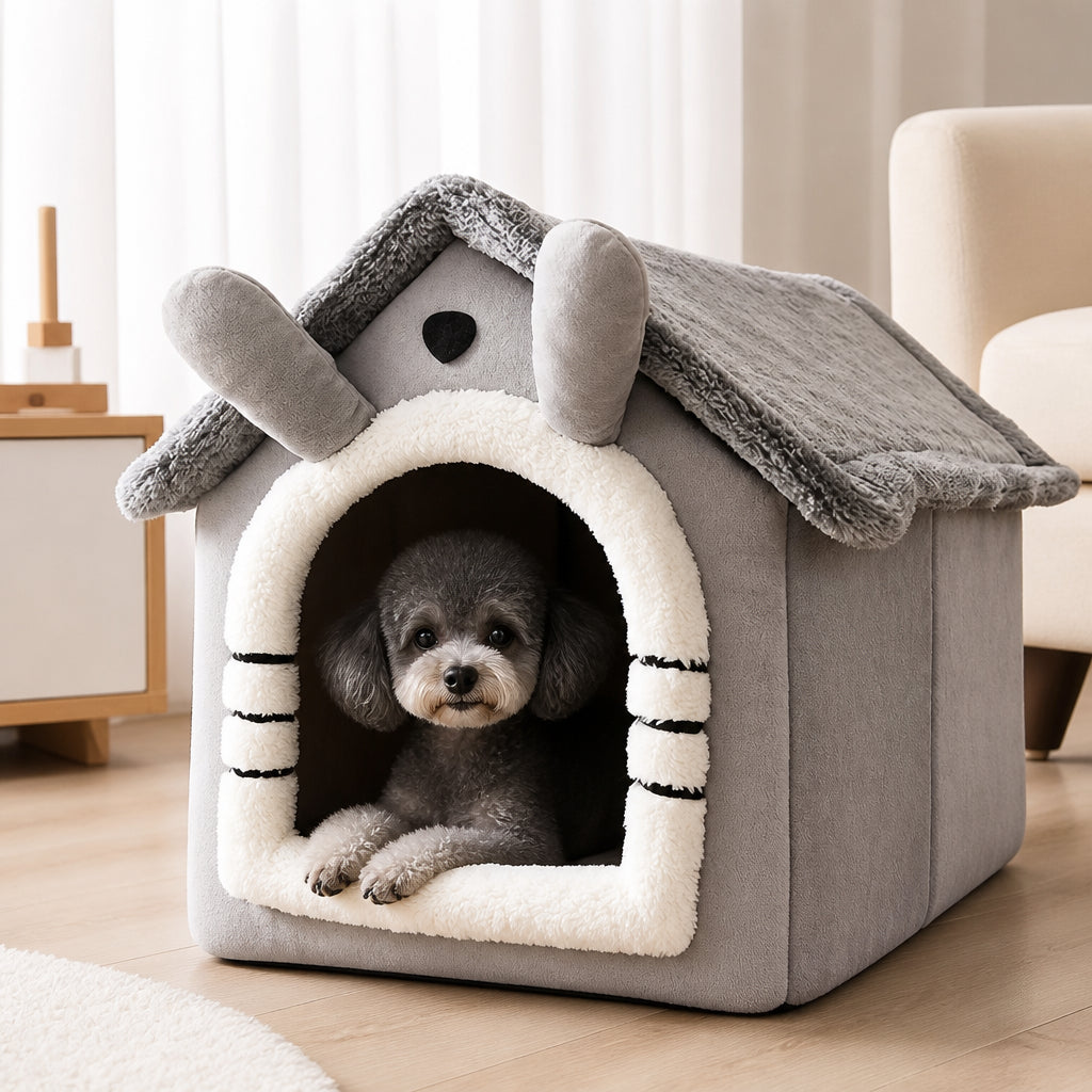 Petmarlow All-Season Plush Enclosed Dog Bed (Removable Washable Cover)