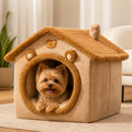 Petmarlow All-Season Plush Enclosed Dog Bed (Removable Washable Cover) – yellow / S - 13.0 in × 11.8 in × 11.8 in