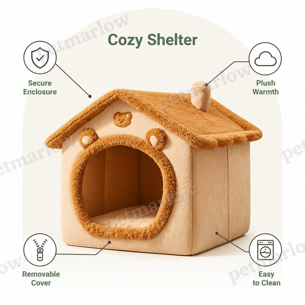 Petmarlow All-Season Plush Enclosed Dog Bed (Removable Washable Cover) – view 4