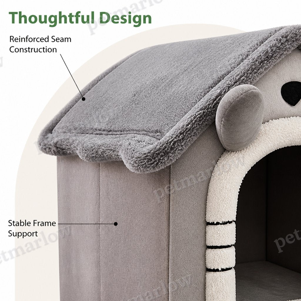 Petmarlow All-Season Plush Teddy Dog House Bed (Removable Washable Cover) – view 6
