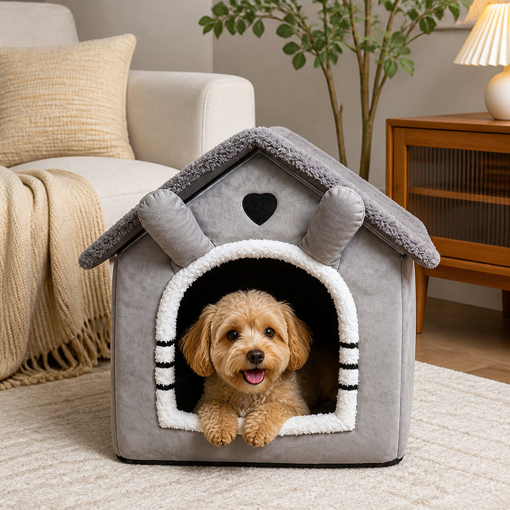 Petmarlow All-Season Plush Washable Cat & Small Dog Bed (Non-Slip Bottom)