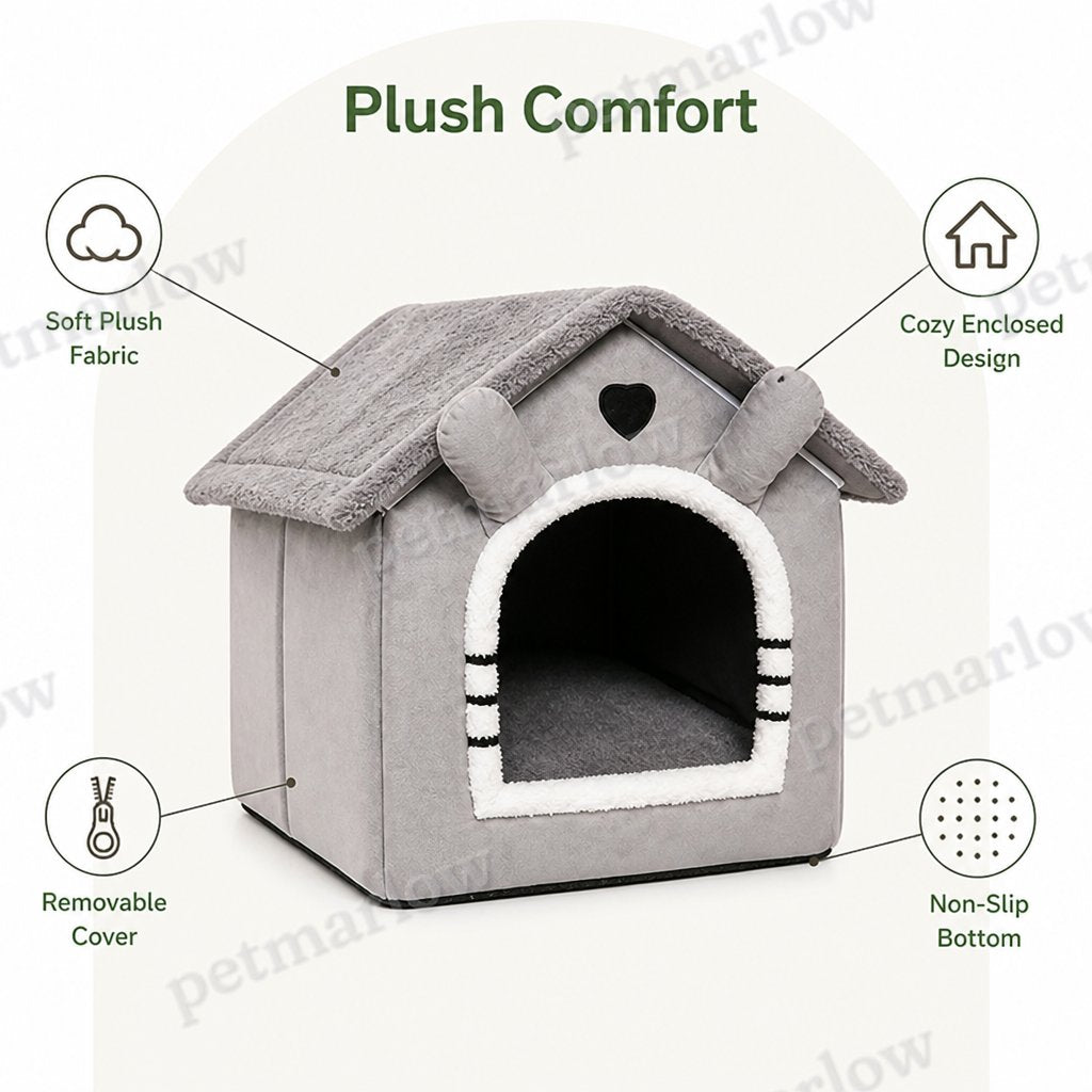 Petmarlow All-Season Plush Washable Cat & Small Dog Bed (Non-Slip Bottom) – view 3