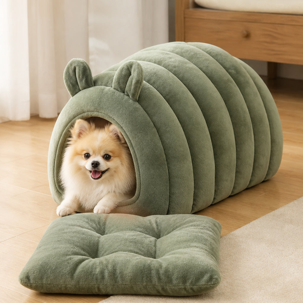Petmarlow Arctic Cashmere Half-Enclosed Cat Bed (Removable Washable Cushion)