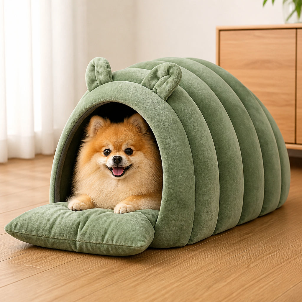 Petmarlow Arctic Cashmere Half-Enclosed Cat Bed (Removable Cushion)