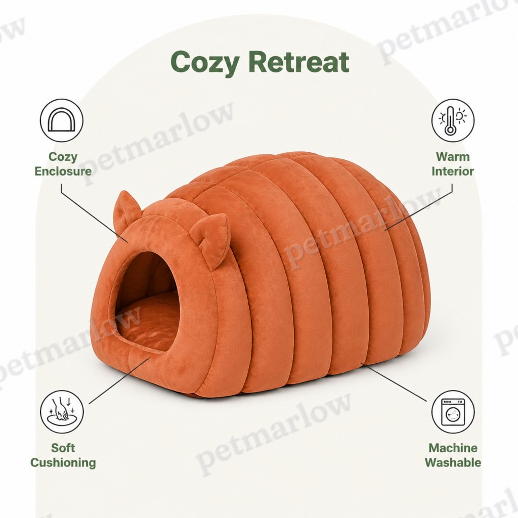 Petmarlow Arctic Cashmere Half-Enclosed Cat Bed (Removable Washable Cushion) – view 5