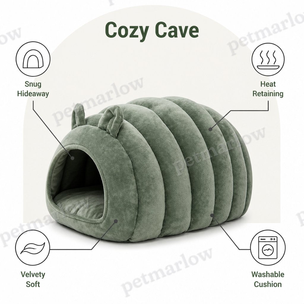 Petmarlow Arctic Cashmere Half-Enclosed Cat Bed (Removable Cushion) – view 5