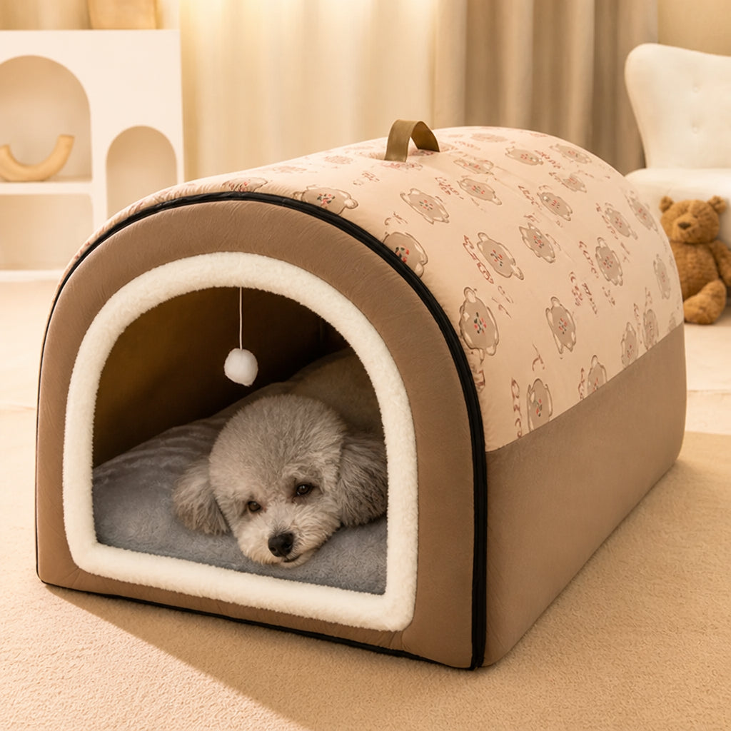 Petmarlow Arctic Velvet Winter Warm Dog House (Removable Cover)