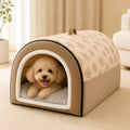 Petmarlow Arctic Velvet Winter Warm Dog House (Removable Cover) – Brown / S - 13.8 × 11.8 × 11.8 in