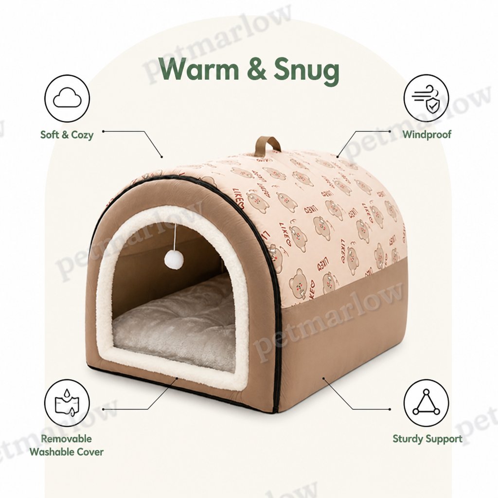Petmarlow Arctic Velvet Winter Warm Dog House (Removable Cover) – view 5