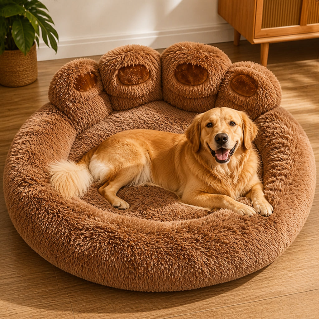 Petmarlow Bear Paw Plush & Non-Slip Dog Bed