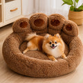 Petmarlow Bear Paw Plush & Non-Slip Dog Bed – Coffee / Puppy  - 20 in